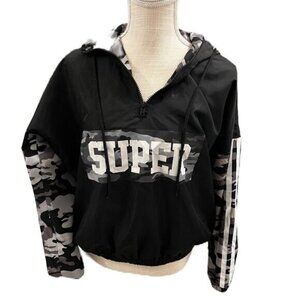Stella Women’s Small Charcoal and Gray Camouflage Pullover Casual Jacket